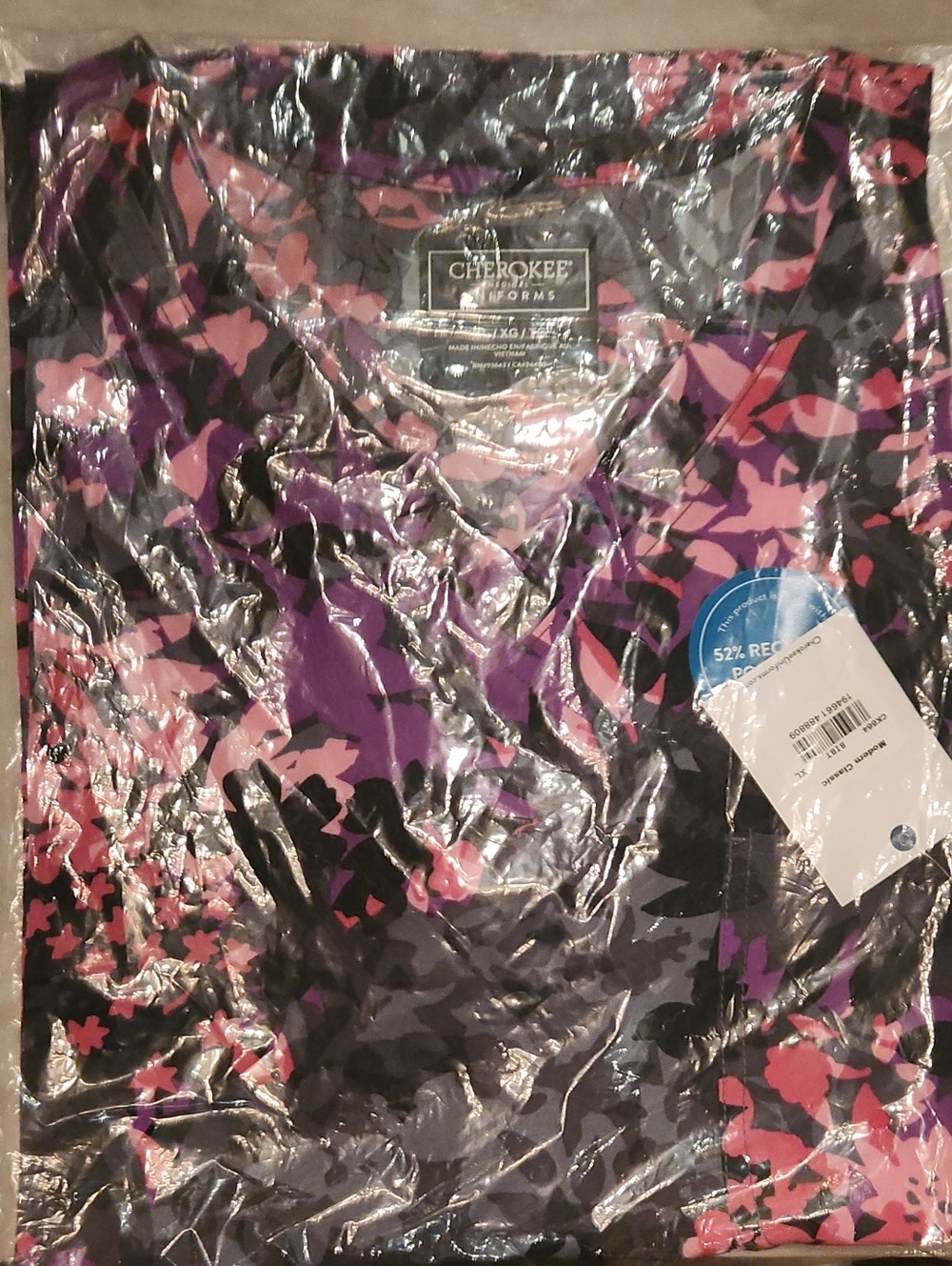 Xl Cherokee Purple and Pink Camouflage Scrub Top